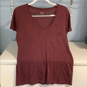 Madewell wine colored v-neck shirt